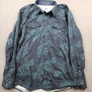 Pearl Snap Button Up Shirt Moon Shine Spirit Blue Brad Paisley Western Small